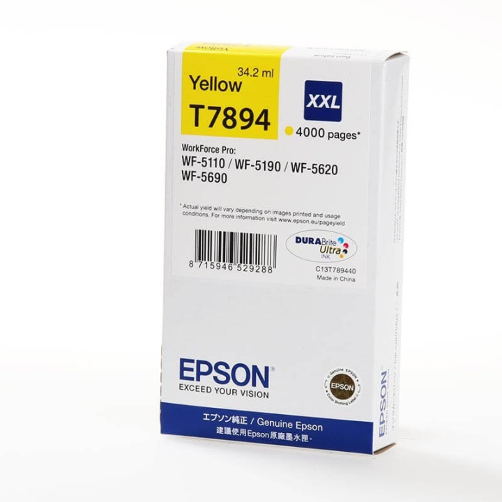 EPSON Musteet C13T789440 T7894 XXL Keltainen ryhmässä TIETOKOONET & TARVIKKEET / Tulostimet & Tarvikkeet / Musteet ja väriaineet / Mustepatruunat / Epson @ TP E-commerce Nordic AB (C26868)