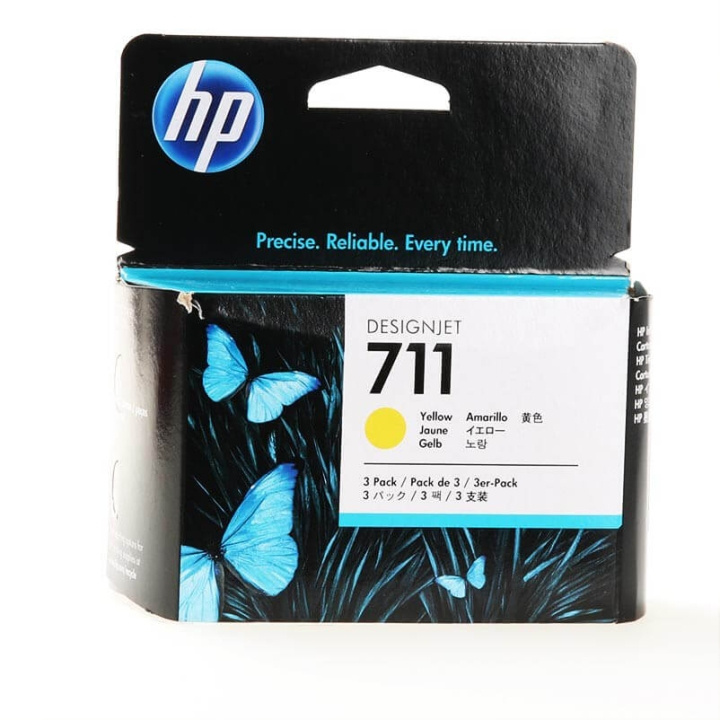 HP Musteet CZ136A 711 Keltainen 3-pack ryhmässä TIETOKOONET & TARVIKKEET / Tulostimet & Tarvikkeet / Musteet ja väriaineet / Toner / HP @ TP E-commerce Nordic AB (C26975)