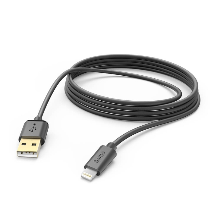 HAMA Charging Cable Lightning Black 3.0m ryhmässä ÄLYPUHELIMET JA TABLETIT / Laturit & Kaapelit / Kaapelit / Lightning kaapelit @ TP E-commerce Nordic AB (C30216)