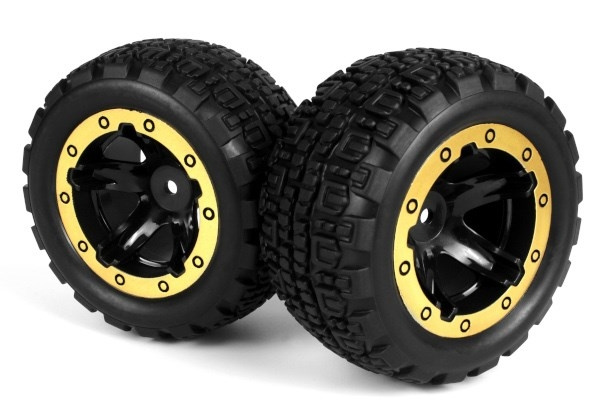 BLACKZON Slyder ST Wheels/Tires Assembled (Black/Gold) ryhmässä LELUT, TUOTTEET LAPSILLE JA VAUVOILLE / Radio-ohjattava / Varaosat ja lisävarusteet / Blackzon @ TP E-commerce Nordic AB (C30769)