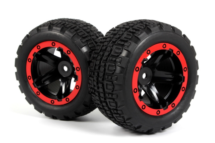 BLACKZON Slyder ST Wheels/Tires Assembled (Black/Red) ryhmässä LELUT, TUOTTEET LAPSILLE JA VAUVOILLE / Radio-ohjattava / Varaosat ja lisävarusteet / Blackzon @ TP E-commerce Nordic AB (C30845)