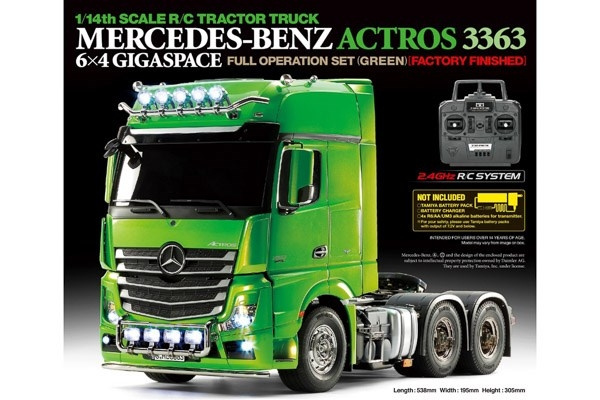 TAMIYA 1:14 R/C Full Option - Actros 3363 Green ryhmässä LELUT, TUOTTEET LAPSILLE JA VAUVOILLE / Radio-ohjattava / Radio-ohjattavat autot @ TP E-commerce Nordic AB (C31517)