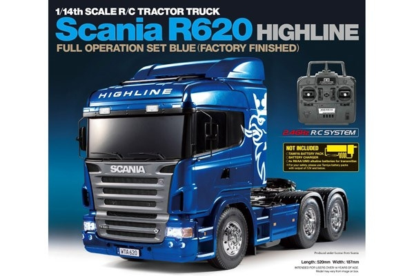 TAMIYA 1:14 R/C Full Option - Scania R620 Blue ryhmässä LELUT, TUOTTEET LAPSILLE JA VAUVOILLE / Radio-ohjattava / Radio-ohjattavat autot @ TP E-commerce Nordic AB (C31526)