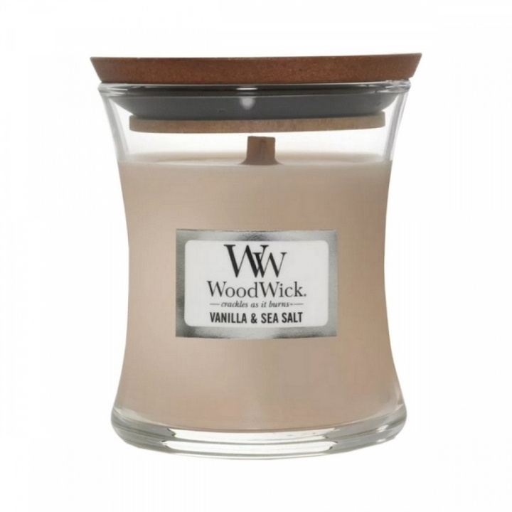 WoodWick Medium - Vanilla & Sea Salt ryhmässä KAUNEUS JA TERVEYS / Tuoksut & Parfyymit / Muut tuoksut / Tuoksukynttilät @ TP E-commerce Nordic AB (C32520)