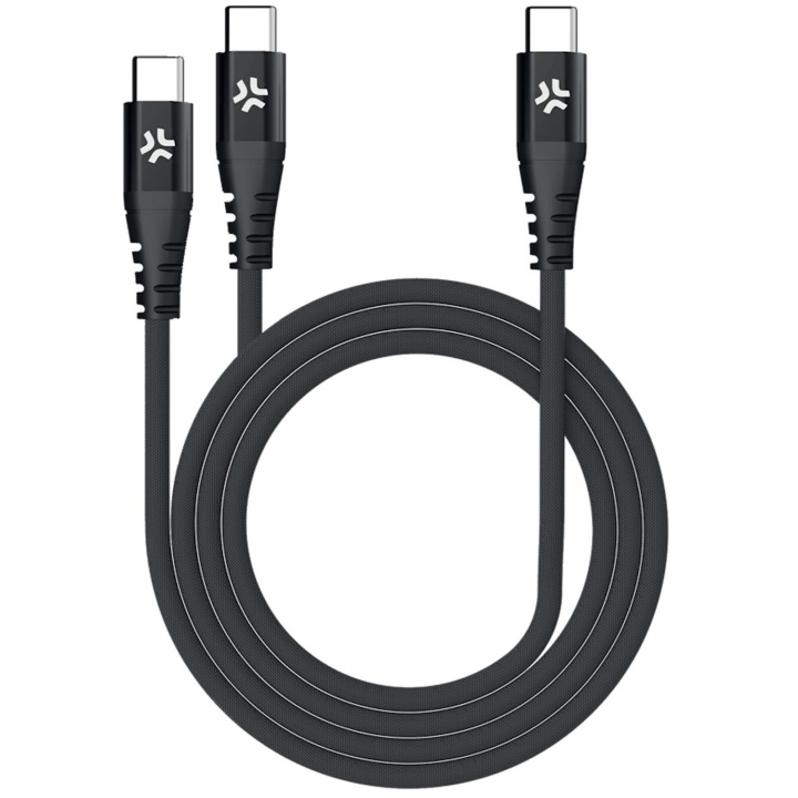 Celly USB-C - 2x USB-C-kabel 100W PD 1,3m Svart ryhmässä ÄLYPUHELIMET JA TABLETIT / Laturit & Kaapelit / Kaapelit / Tyyppi C -kaapelit @ TP E-commerce Nordic AB (C33769)