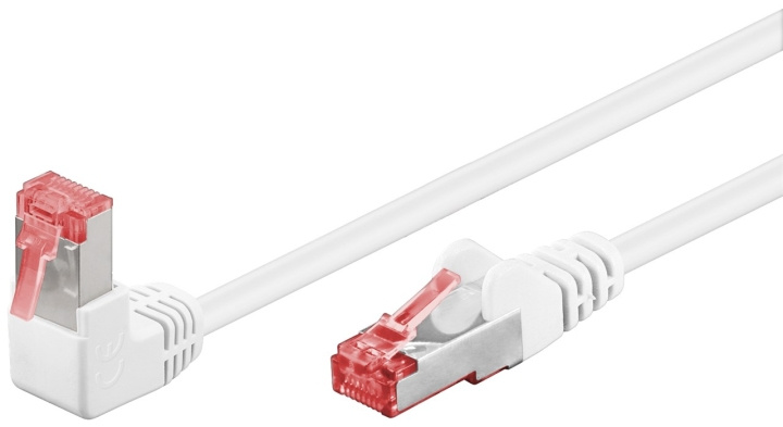 Goobay Patchkabel CAT 6, 1x 90° vinklad, S/FTP (PiMF), vit, 2 m kopparledare (CU), halogenfri kabelhölje (LSZH), snäpplås på toppen ryhmässä TIETOKOONET & TARVIKKEET / Kaapelit & Sovittimet / Verkko / Cat6 @ TP E-commerce Nordic AB (C39032)