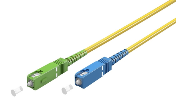 Goobay Fiberoptisk kabel (FTTH), Singlemode (OS2) Yellow, gul (Simplex), 10 m plugg SC-APC (8°) > SC plugg (UPC), halogenfri kabelhölje (LSZH) ryhmässä TIETOKOONET & TARVIKKEET / Kaapelit & Sovittimet / Verkko / Kuitukaapelointi @ TP E-commerce Nordic AB (C39137)