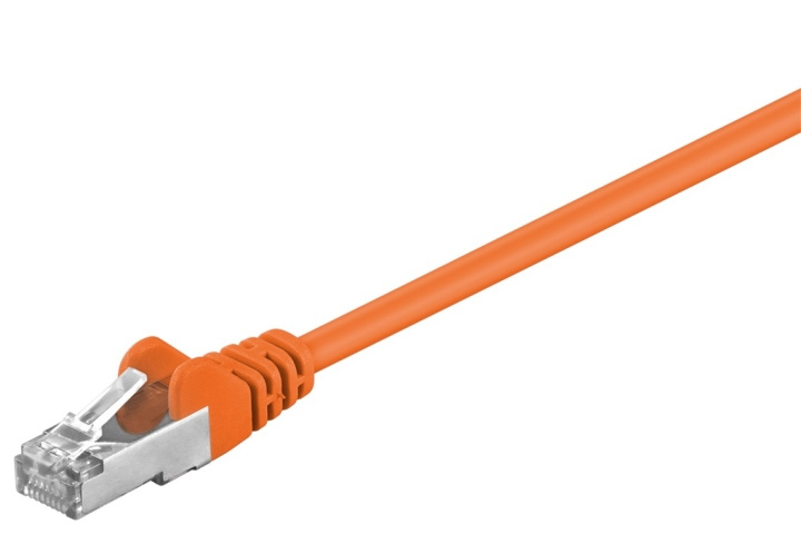 Goobay Patchkabel CAT 5e, F/UTP, orange, 0,25 m kopparklädd aluminiumtråd (CCA) ryhmässä TIETOKOONET & TARVIKKEET / Kaapelit & Sovittimet / Verkko / Cat5e @ TP E-commerce Nordic AB (C39606)