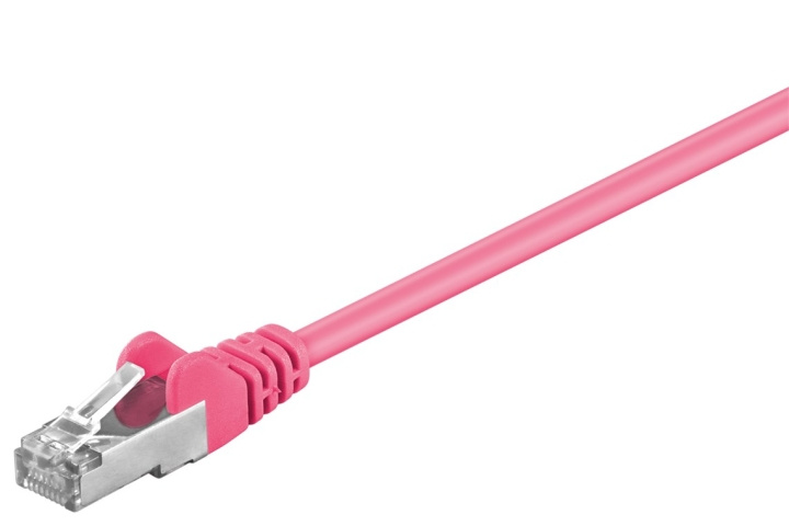 Goobay Patchkabel CAT 5e, SF/UTP, magenta, 0,25 m kopparklädd aluminiumtråd (CCA) ryhmässä TIETOKOONET & TARVIKKEET / Kaapelit & Sovittimet / Verkko / Cat5e @ TP E-commerce Nordic AB (C39820)