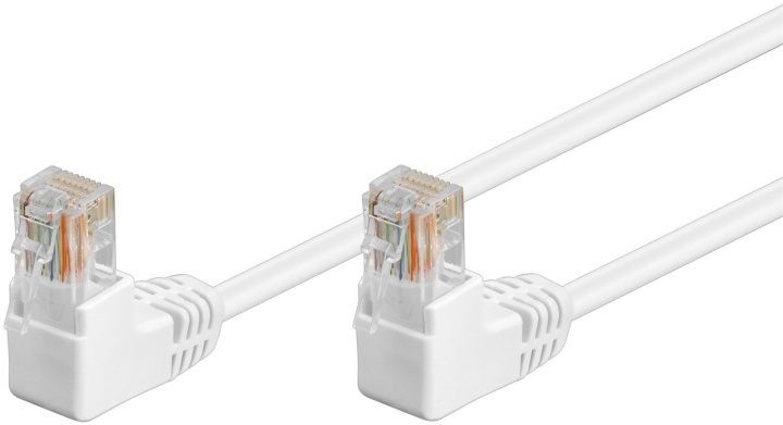 Goobay Patchkabel CAT 5e, 2x 90° vinklad, U/UTP, vit, 0,25 m kopparklädd aluminiumtråd (CCA), 2x RJ45-plugg 90 ° (8P8C) ryhmässä TIETOKOONET & TARVIKKEET / Kaapelit & Sovittimet / Verkko / Cat5e @ TP E-commerce Nordic AB (C40002)