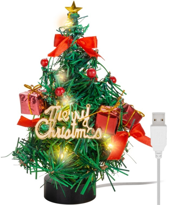 Goobay LED mini julgran med juldekoration, 15 mikro-LED i varmvitt (2700 K) och 75 cm USB-kabel, höjd ca 22 cm ryhmässä KODINELEKTRONIIKKA / Valaistus / Jouluvalaistus @ TP E-commerce Nordic AB (C40161)