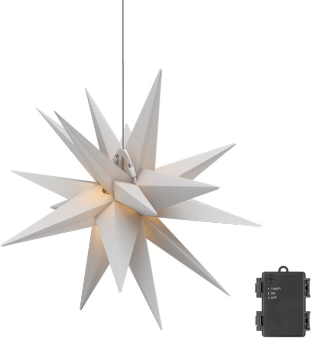 Goobay LED-julstjärna 3D, Ø 56 cm, batteridrivet med timer och 18 spetsar, varmvitt (3000 K), av väderbeständig plast (IP44), kabel 2 m ryhmässä KODINELEKTRONIIKKA / Valaistus / Jouluvalaistus @ TP E-commerce Nordic AB (C40231)