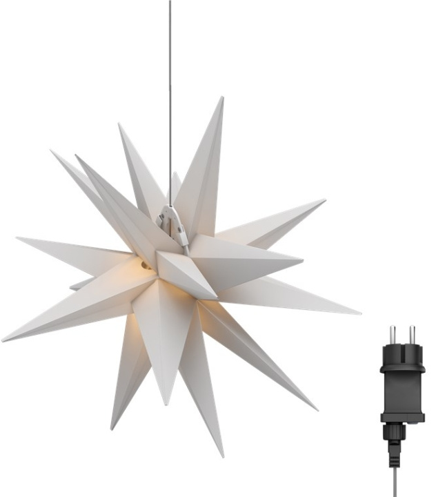 Goobay LED-julstjärna 3D, Ø 56 cm, 4,5 V utomhustransformator med timer och 18 spetsar, varmvitt (3000 K), av väderbeständig plast (IP44), kabel 9,5 m ryhmässä KODINELEKTRONIIKKA / Valaistus / Jouluvalaistus @ TP E-commerce Nordic AB (C40232)