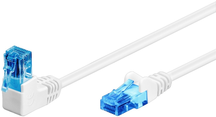 Goobay Patchkabel CAT 6A, 1x 90° vinklad, U/UTP, vit kopparklädd aluminiumtråd (CCA), snäpplås på toppen ryhmässä TIETOKOONET & TARVIKKEET / Kaapelit & Sovittimet / Verkko / Cat6 @ TP E-commerce Nordic AB (C42769)