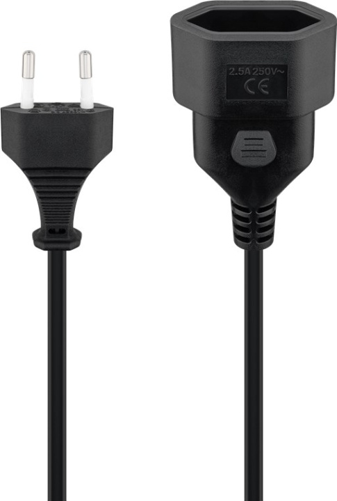 Goobay Förlängningskabel Europlug, 2 m, svart Europlug (typ C, CEE 7/16) > Europeiskt uttag ryhmässä KOTI, TALOUS JA PUUTARHA / Sähkö & Valaistus / Jatkojohdot @ TP E-commerce Nordic AB (C44116)