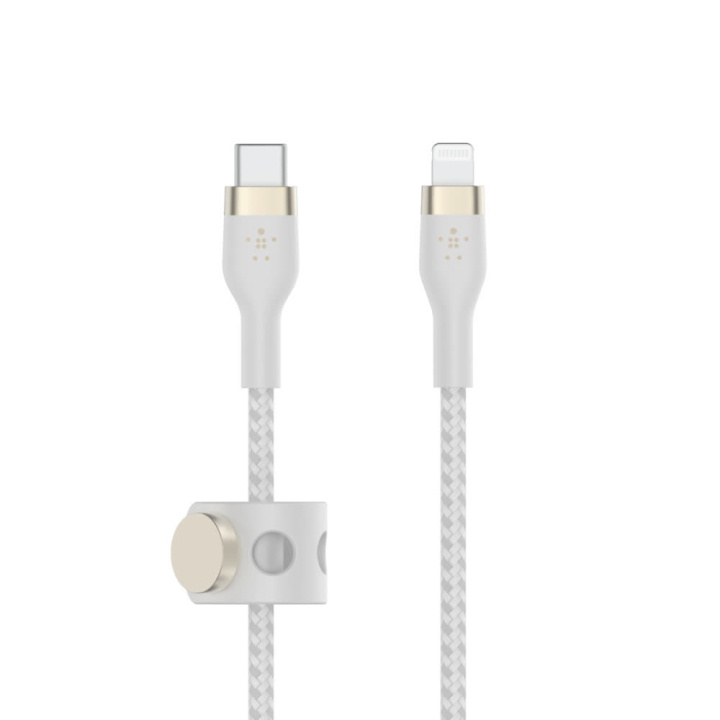 Belkin BOOST CHARGE USB-C to LTG Braided Silicon, 2m, White ryhmässä ÄLYPUHELIMET JA TABLETIT / Laturit & Kaapelit / Kaapelit / Lightning kaapelit @ TP E-commerce Nordic AB (C48190)