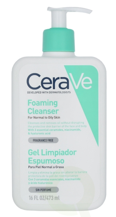 Cerave Foaming Cleanser w/Pump 473 ml For Normal To Oily Skin, Fragrance Free ryhmässä KAUNEUS JA TERVEYS / Ihonhoito / Kasvot / Puhdistus @ TP E-commerce Nordic AB (C49620)