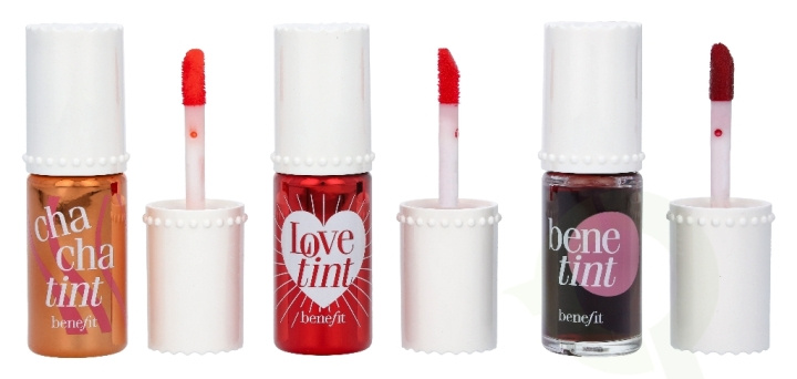 Benefit Lip Tints to Love Set 18 ml 3x6ml - 1x Chachatint Lip & Cheek Stain 6ml/1x Lovetint Lip & Cheek Stain 6ml/1x Benetint Lip & Cheek Stain 6ml ryhmässä KAUNEUS JA TERVEYS / Meikit / Huulet / Huulikiilto / Plumper @ TP E-commerce Nordic AB (C51371)