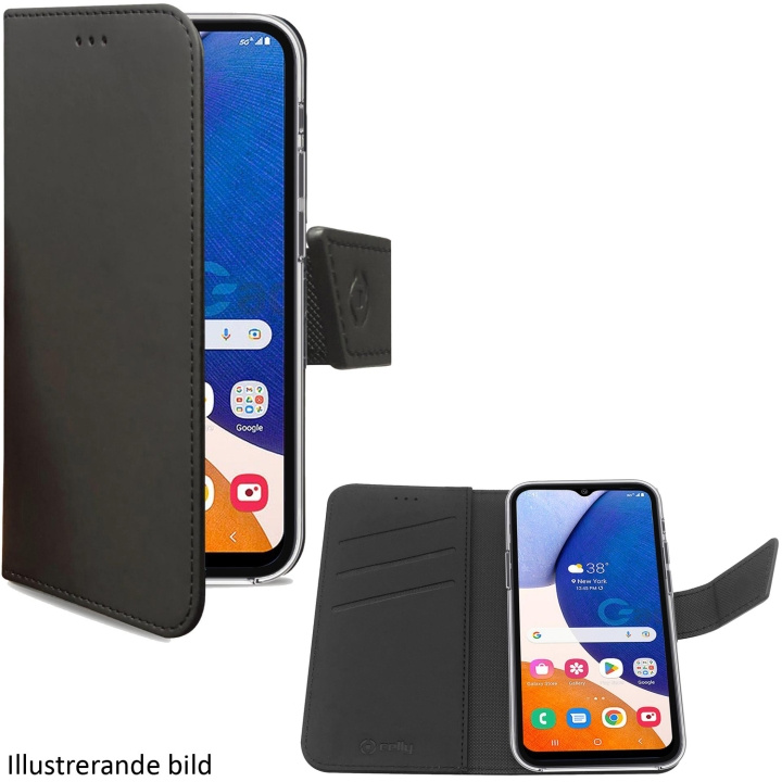 Celly Wally Wallet Case Galaxy A55 5G Svart ryhmässä ÄLYPUHELIMET JA TABLETIT / Puhelimen suojakotelo / Samsung @ TP E-commerce Nordic AB (C51488)