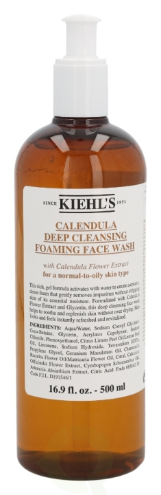 Kiehls Kiehl\'s Calendula Deep Cleansing Foaming Face Wash 500 ml For A Normal-To-Oily Skin Type ryhmässä KAUNEUS JA TERVEYS / Ihonhoito / Kasvot / Puhdistus @ TP E-commerce Nordic AB (C52478)