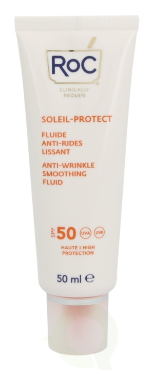 ROC Soleil-Protect Anti-Wrinkle Smoothing Fluid SPF50+ 50 ml Visibly Reduces Wrinkles ryhmässä KAUNEUS JA TERVEYS / Ihonhoito / Rusketus / Aurinkosuoja @ TP E-commerce Nordic AB (C54984)