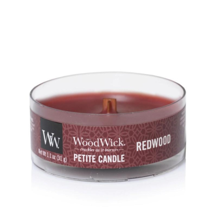 WoodWick Petite - Redwood ryhmässä KAUNEUS JA TERVEYS / Tuoksut & Parfyymit / Muut tuoksut / Tuoksukynttilät @ TP E-commerce Nordic AB (C56934)