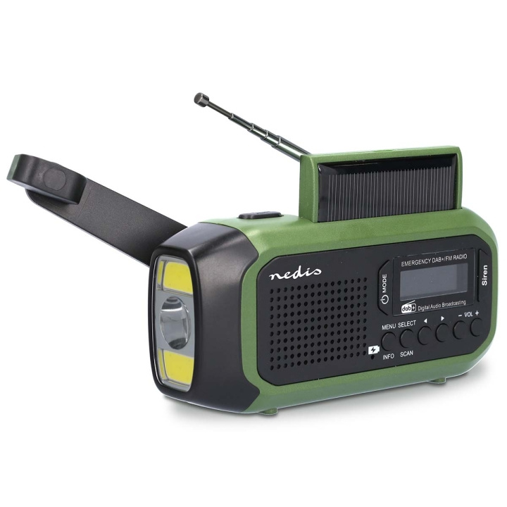 Nedis Hätäradio | Kannettava malli | DAB+ / FM | Käsiveivi / Paristokäyttöinen / Solar Powered / USB Virta | Herätyskello | Musta / Vihreä ryhmässä KODINELEKTRONIIKKA / Ääni & Kuva / Kotiteatteri, HiFi ja kannettavat / Radio & Herätyskellot / Radio @ TP E-commerce Nordic AB (C57009)