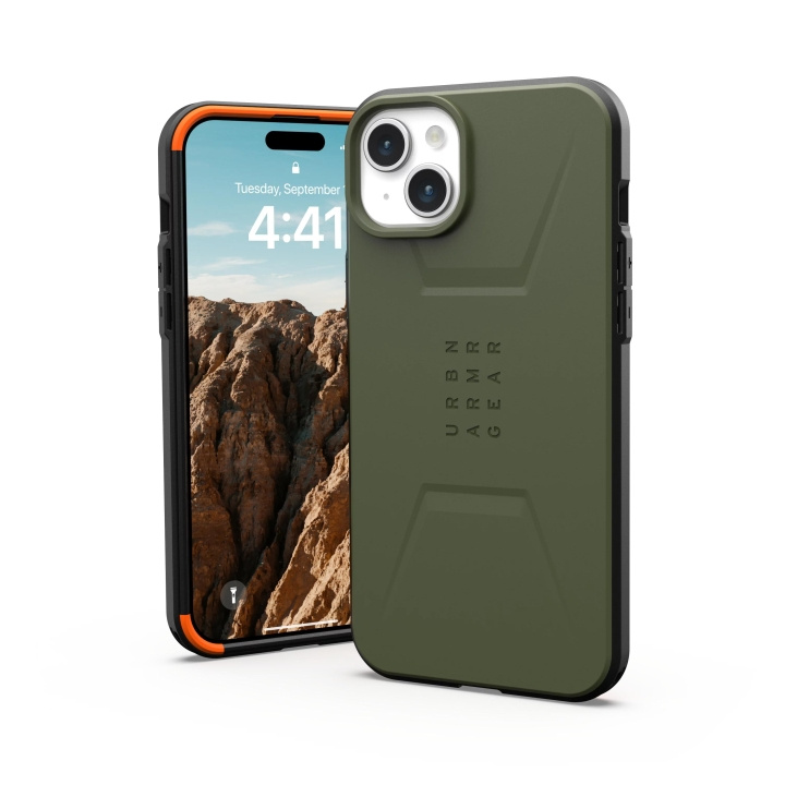 Urban Armor Gear iPhone 15 Plus Civilian Magsafe - Olive Drab ryhmässä ÄLYPUHELIMET JA TABLETIT / Puhelimen suojakotelo / Apple / iPhone 15 @ TP E-commerce Nordic AB (C59810)