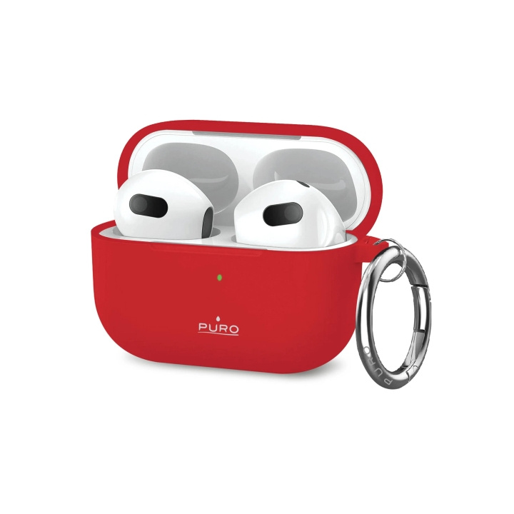 Puro Apple Airpods 3 Icon Case w/hook, Red ryhmässä KODINELEKTRONIIKKA / Ääni & Kuva / Kuulokkeet & Tarvikkeet / Tarvikkeet @ TP E-commerce Nordic AB (C65294)