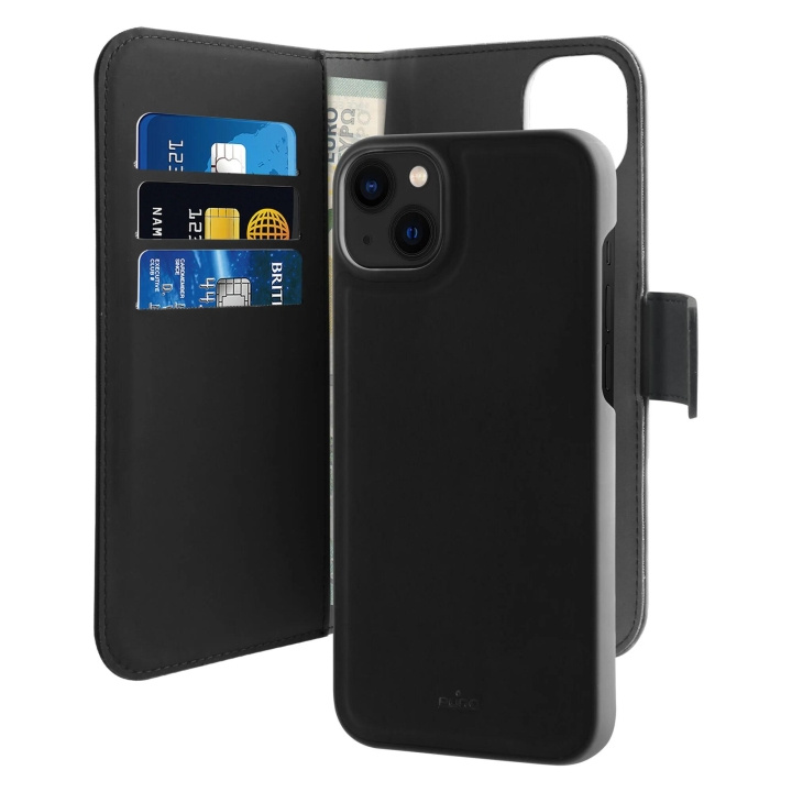 Puro iPhone 14 Plus Eco-Leather wallet, Black ryhmässä ÄLYPUHELIMET JA TABLETIT / Puhelimen suojakotelo / Apple / iPhone 14 @ TP E-commerce Nordic AB (C65311)