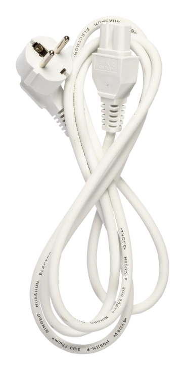 Nordic Quality C15 power cable, 2m, White ryhmässä TIETOKOONET & TARVIKKEET / Kaapelit & Sovittimet / Sähkökaapelit @ TP E-commerce Nordic AB (C65819)