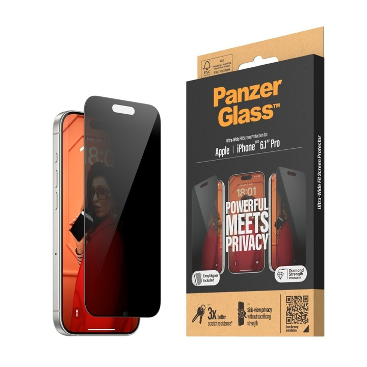 PanzerGlass Privacy Screen Protector Apple iPhone 15 Pro | Ultra-Wide Fit ryhmässä ÄLYPUHELIMET JA TABLETIT / Puhelimen suojakotelo / Apple / iPhone 15 @ TP E-commerce Nordic AB (C65911)