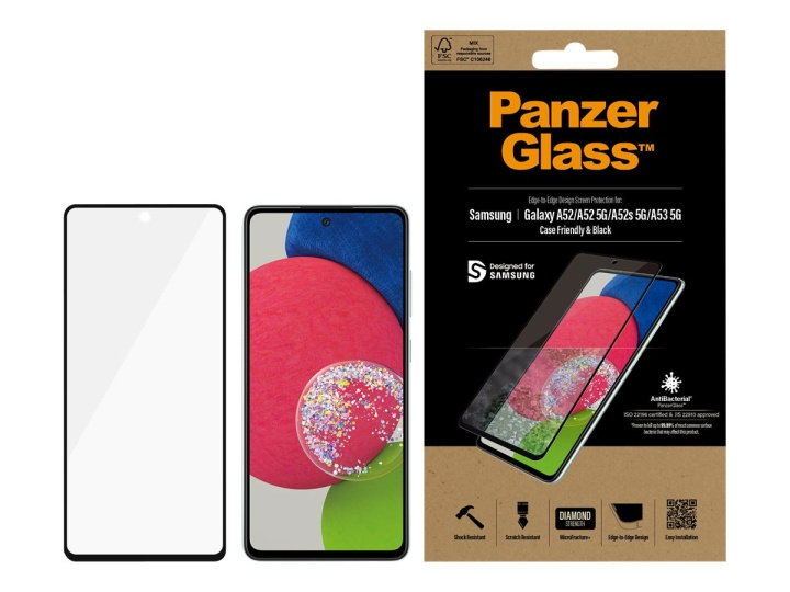 PanzerGlass Skærmbeskytter Sort Transparent Samsung Galaxy A52, A52 5G ryhmässä ÄLYPUHELIMET JA TABLETIT / Puhelimen suojakotelo / Samsung @ TP E-commerce Nordic AB (C65938)