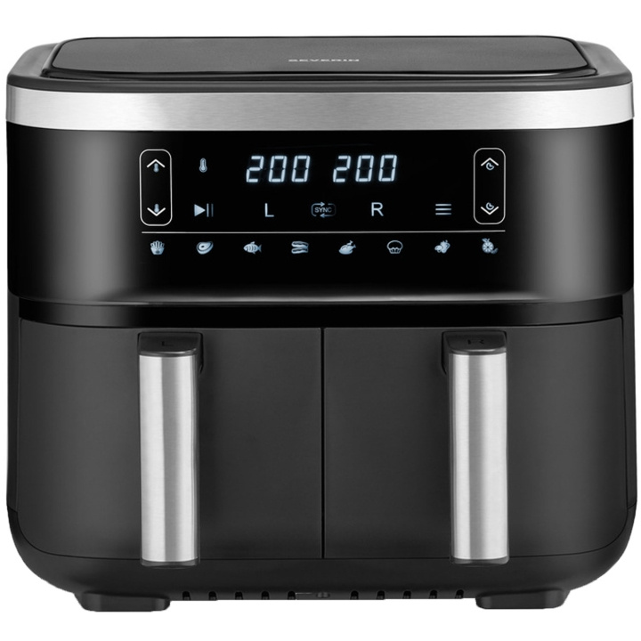 Severin Air Fryer Dubbel 2X4L FR2453 2850w Led display ryhmässä KOTI, TALOUS JA PUUTARHA / Kodinkoneet / Airfryers ja rasvakeittimet @ TP E-commerce Nordic AB (C65988)