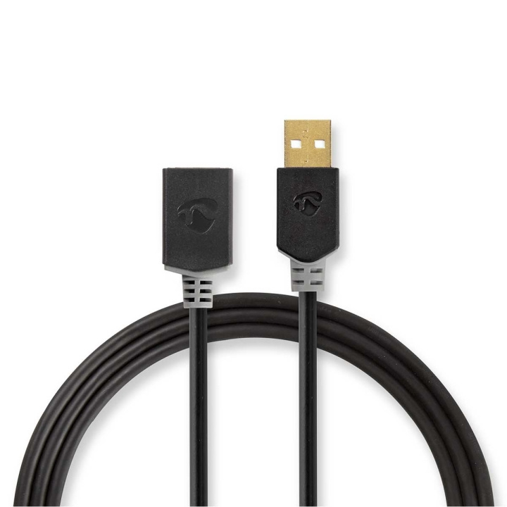 Nedis USB kaapeli | USB 2.0 | USB-A Uros | USB-A Naaras | 480 Mbps | Kullattu | 3.00 m | Pyöreä | PVC | Antrasiitti | Laatikko ryhmässä TIETOKOONET & TARVIKKEET / Kaapelit & Sovittimet / USB / USB-A / Kaapelit @ TP E-commerce Nordic AB (C66059)