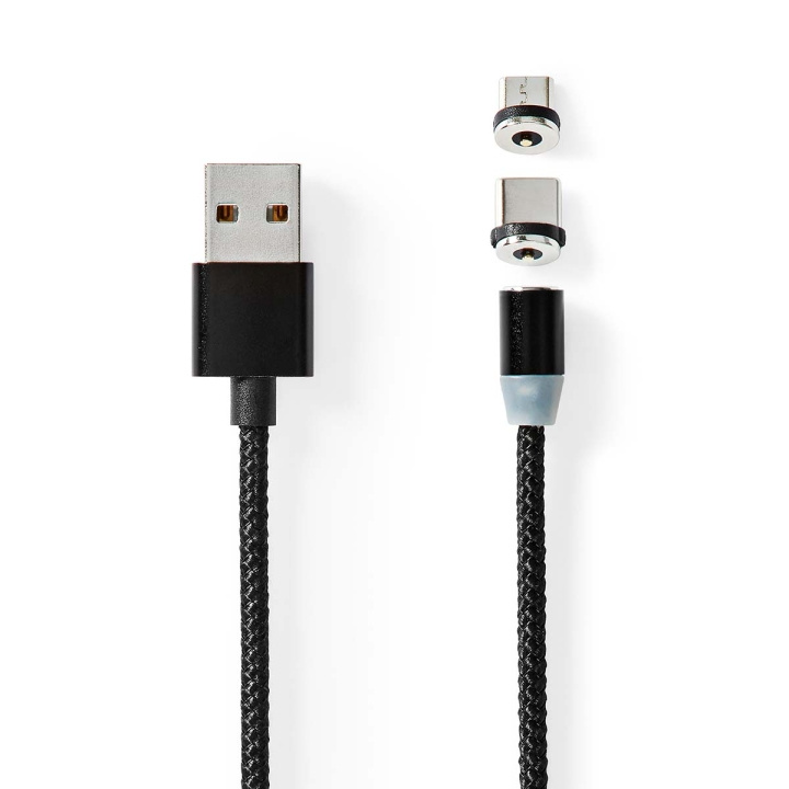 Nedis USB kaapeli | USB 2.0 | USB-A Uros | USB Micro-B Uros / USB-C™ Uros | 10 W | No Data Transfer | Niklattu | 2.00 m | Pyöreä | Nailon | Musta | Laatikko ryhmässä ÄLYPUHELIMET JA TABLETIT / Laturit & Kaapelit / Kaapelit / MicroUSB-kaapelit @ TP E-commerce Nordic AB (C66091)