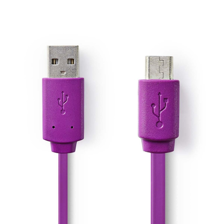 Nedis USB kaapeli | USB 2.0 | USB-A Uros | USB Micro-B Uros | 2.5 W | 480 Mbps | Niklattu | 1.00 m | Litteä | PVC | Violetti | Muovipussi ryhmässä ÄLYPUHELIMET JA TABLETIT / Laturit & Kaapelit / Kaapelit / MicroUSB-kaapelit @ TP E-commerce Nordic AB (C66154)