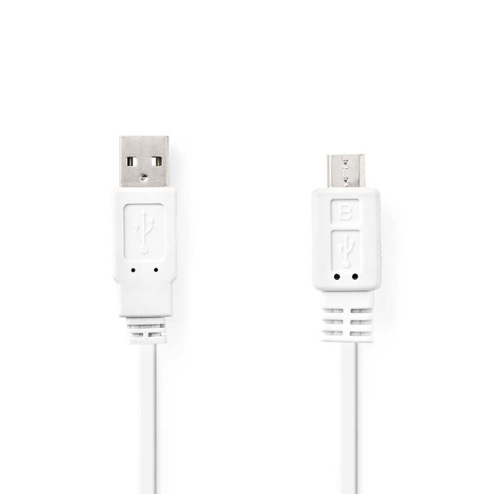 Nedis USB kaapeli | USB 2.0 | USB-A Uros | USB Micro-B Uros | 480 Mbps | Niklattu | 1.00 m | Litteä | PVC | Valkoinen | Kirjekuori ryhmässä ÄLYPUHELIMET JA TABLETIT / Laturit & Kaapelit / Kaapelit / MicroUSB-kaapelit @ TP E-commerce Nordic AB (C66155)