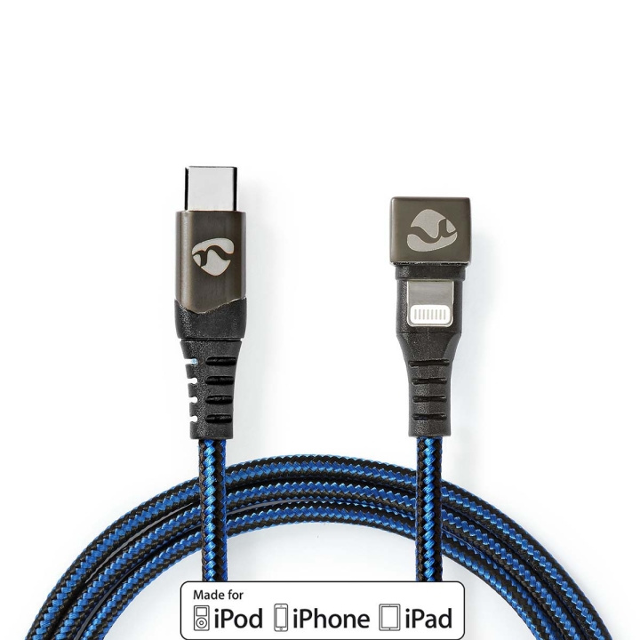 Nedis USB kaapeli | USB 2.0 | Apple Lightning 8-Pin | USB-C™ Uros | 60 W | 480 Mbps | Niklattu | 1.00 m | Pyöreä | Nailon / Punottu | Musta / Sininen | Laatikko kannella ja ikkunalla ryhmässä ÄLYPUHELIMET JA TABLETIT / Laturit & Kaapelit / Kaapelit / Lightning kaapelit @ TP E-commerce Nordic AB (C66178)