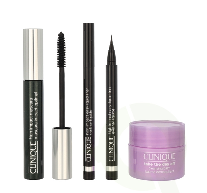 Clinique High Impact Mascara Set 22.34 ml Mascara Black 7ml/Cleansing Balm 15ml/Liquid Liner 0,34gr ryhmässä KAUNEUS JA TERVEYS / Lahjapakkaukset / Naisten lahjapakkaukset @ TP E-commerce Nordic AB (C66240)