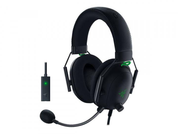 Razer BlackShark V2 Wired Headset Black Green ryhmässä TIETOKOONET & TARVIKKEET / GAMING / Kuulokkeet @ TP E-commerce Nordic AB (C66403)