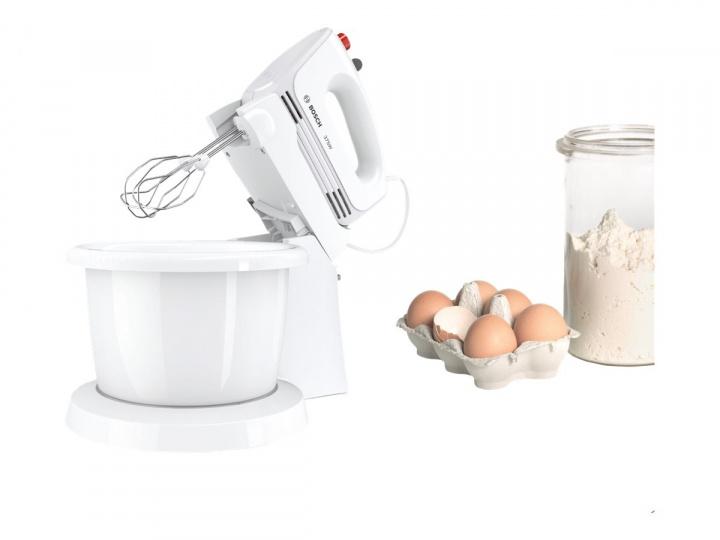 Bosch CleverMixx MFQ2600W Mixer Turbo-funktion Vit/röd ryhmässä KOTI, TALOUS JA PUUTARHA / Kodinkoneet / Yleiskoneet ja monitoimikoneet / Tehosekoittimet @ TP E-commerce Nordic AB (C66522)