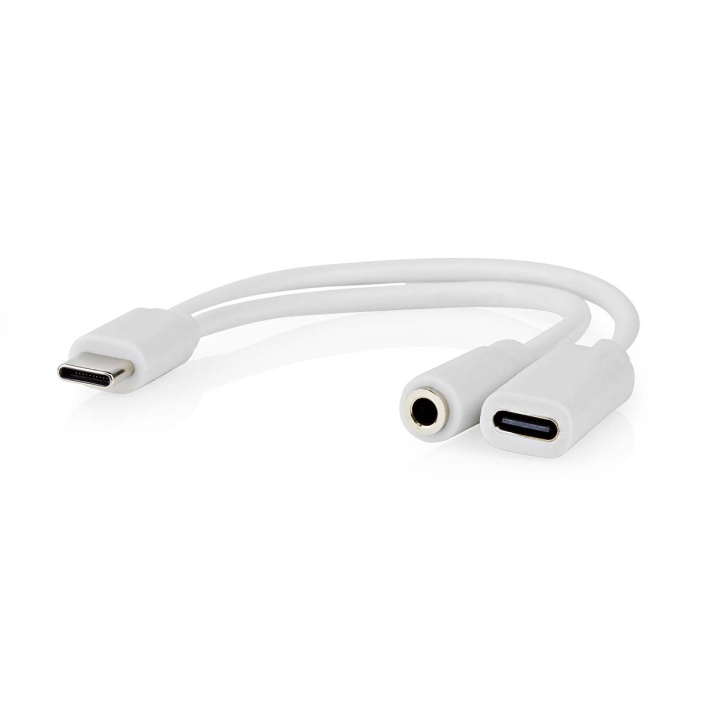 Nedis USB-C™ Sovitin | USB 2.0 | USB-C™ Uros | USB-C™ Naaras / 3.5 mm naaras | 0.10 m | Pyöreä | Niklattu | PVC | Valkoinen | Laatikko ryhmässä ÄLYPUHELIMET JA TABLETIT / Laturit & Kaapelit / Sovittimet @ TP E-commerce Nordic AB (C66658)