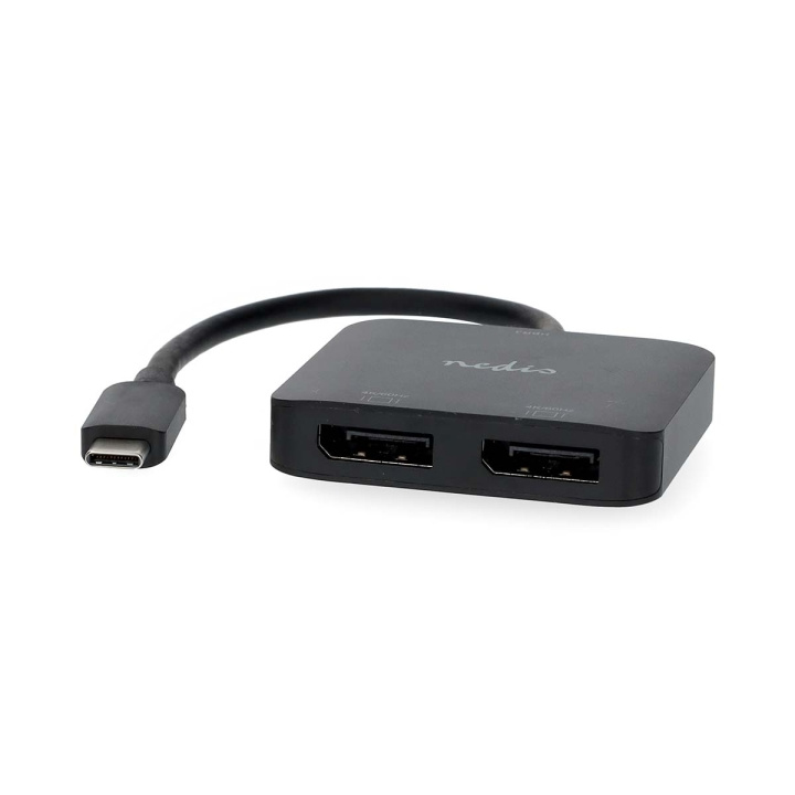 Nedis USB-C™ Sovitin | USB 3.2 Gen 1 | USB-C™ Uros | 2x Displayport Female | 4K@60Hz | 0.20 m | Pyöreä | Niklattu | PVC | Musta | Laatikko ryhmässä ÄLYPUHELIMET JA TABLETIT / Laturit & Kaapelit / Sovittimet @ TP E-commerce Nordic AB (C66686)