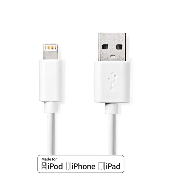 Nedis Lightning Kaapeli | USB 2.0 | Apple Lightning 8-Pin | USB-A Uros | 480 Mbps | Niklattu | 3.00 m | Pyöreä | PVC | Valkoinen | Label ryhmässä ÄLYPUHELIMET JA TABLETIT / Laturit & Kaapelit / Kaapelit / Lightning kaapelit @ TP E-commerce Nordic AB (C66690)