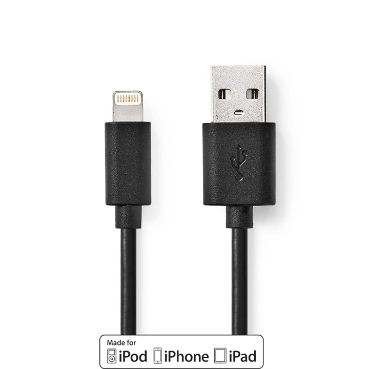 Nedis Lightning Kaapeli | USB 2.0 | Apple Lightning 8-Pin | USB-A Uros | 480 Mbps | Niklattu | 1.00 m | Pyöreä | PVC | Musta | Label ryhmässä ÄLYPUHELIMET JA TABLETIT / Laturit & Kaapelit / Kaapelit / Lightning kaapelit @ TP E-commerce Nordic AB (C66715)