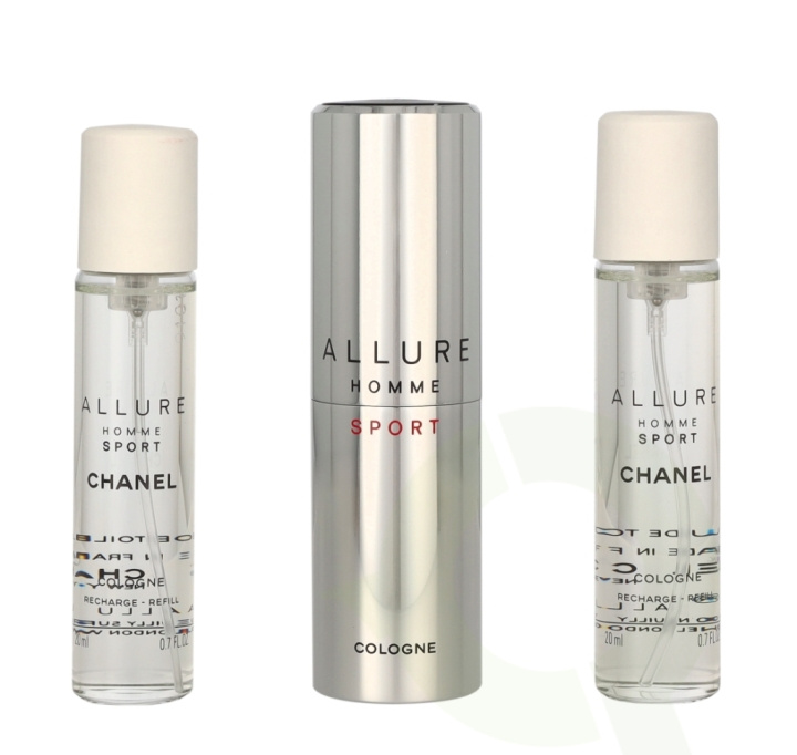 Chanel Allure Homme Sport Giftset 60 ml Edt Twist and Spray 3 x 20ml, Cologne Travel Spray and 2x Refills ryhmässä KAUNEUS JA TERVEYS / Tuoksut & Parfyymit / Parfyymit / Miesten Tuoksut @ TP E-commerce Nordic AB (C66748)