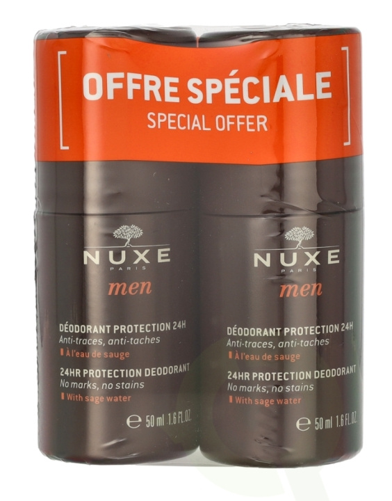 Nuxe Men 24HR Protection Deo Roll-On Duo Set 100 ml 2x50ml ryhmässä KAUNEUS JA TERVEYS / Tuoksut & Parfyymit / Deodorantit / Miesten deodorantit @ TP E-commerce Nordic AB (C66927)