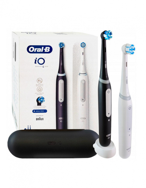 Oral B magnettandborste iO Series 4 Duo 2 st. matt svart/semivit ryhmässä KAUNEUS JA TERVEYS / Suunhoito / Sähköhammasharjat @ TP E-commerce Nordic AB (C66951)