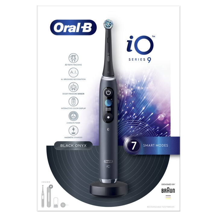 Oral B iO Series 9 Black elektrisk tandborste ryhmässä KAUNEUS JA TERVEYS / Suunhoito / Sähköhammasharjat @ TP E-commerce Nordic AB (C66967)